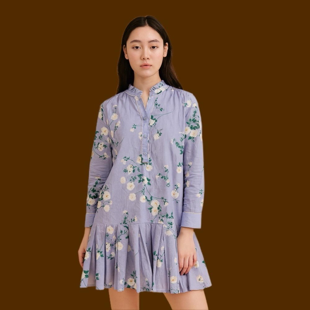 Like New Laroque for Tuckernuck Blue Floral Ruffle Hem Dress Size XS - Picture 11 of 11